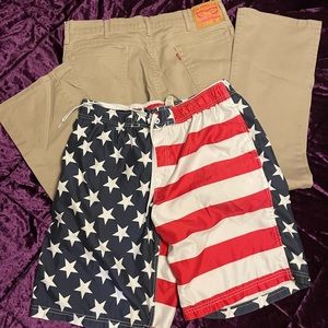 Khaki Levi’s/free swim trunks